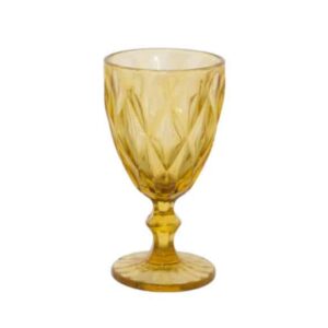Pressed-Glass-Goblet-Amber