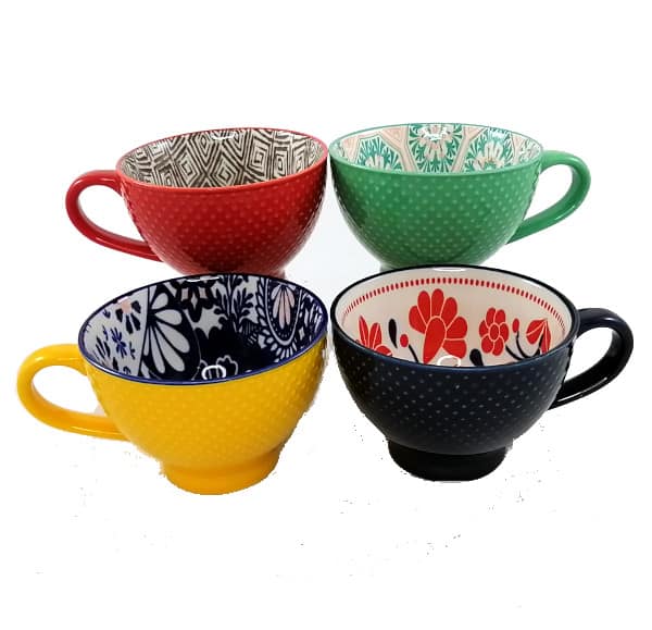 Porcelain Art Mugs - Set of 4 - Dynamic Dinnerware - Serendipity Gifts
