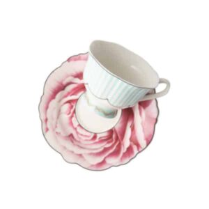 Jenna- Clifford - Wavy Rose Cup & Saucer- Set of 4