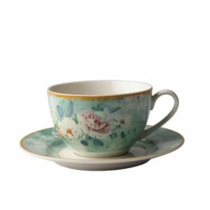 Jenna Clifford - Green Floral Cup & Saucer Set of 4