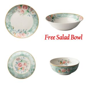 Jenna Clifford Green Floral Dinner Set with free salad bowl