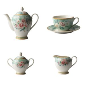 Jenna Clifford Green Floral Tea Set