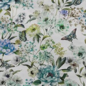 Round Tablecloth Floral Butterfly Blue