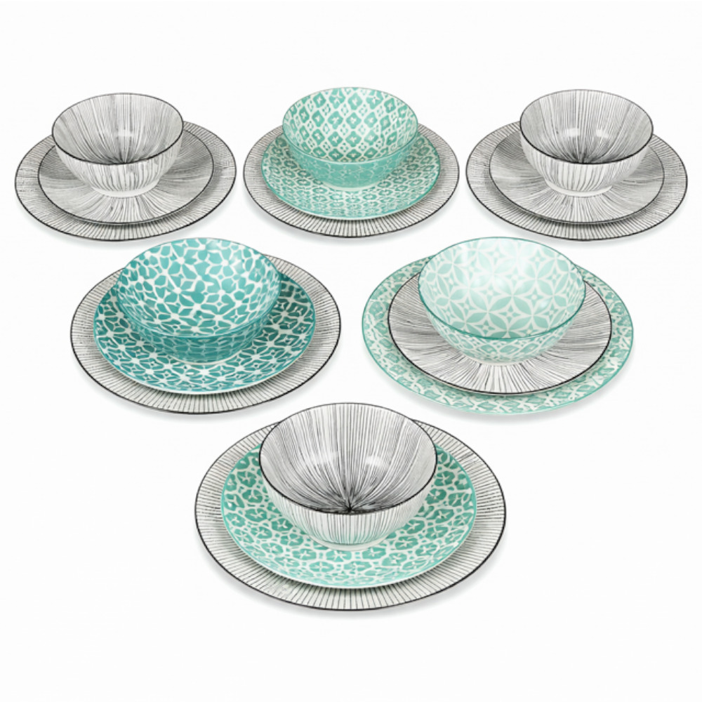 Dinner Set - Green And Black