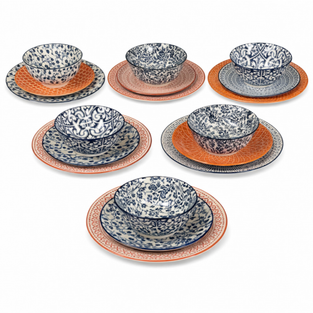 Dinner Set - Orange And Blue