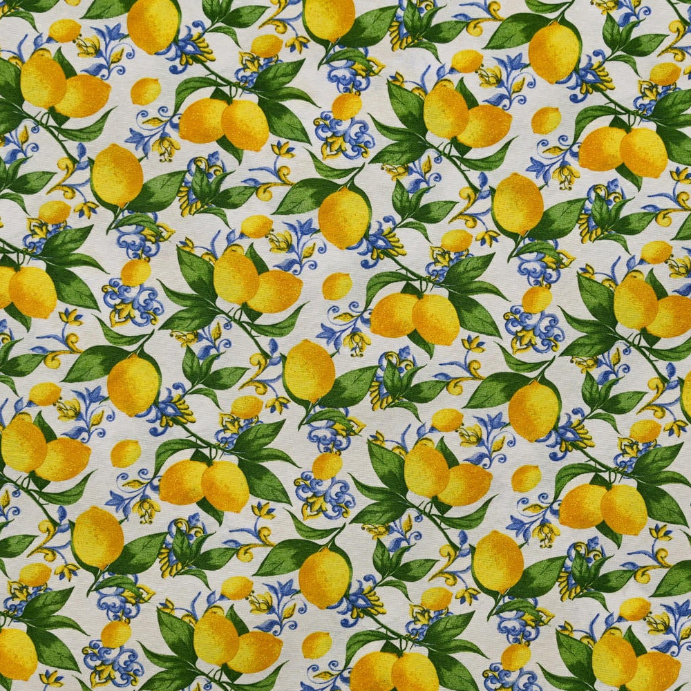 Tablecloth Round - Lemons With Blue - Image 2