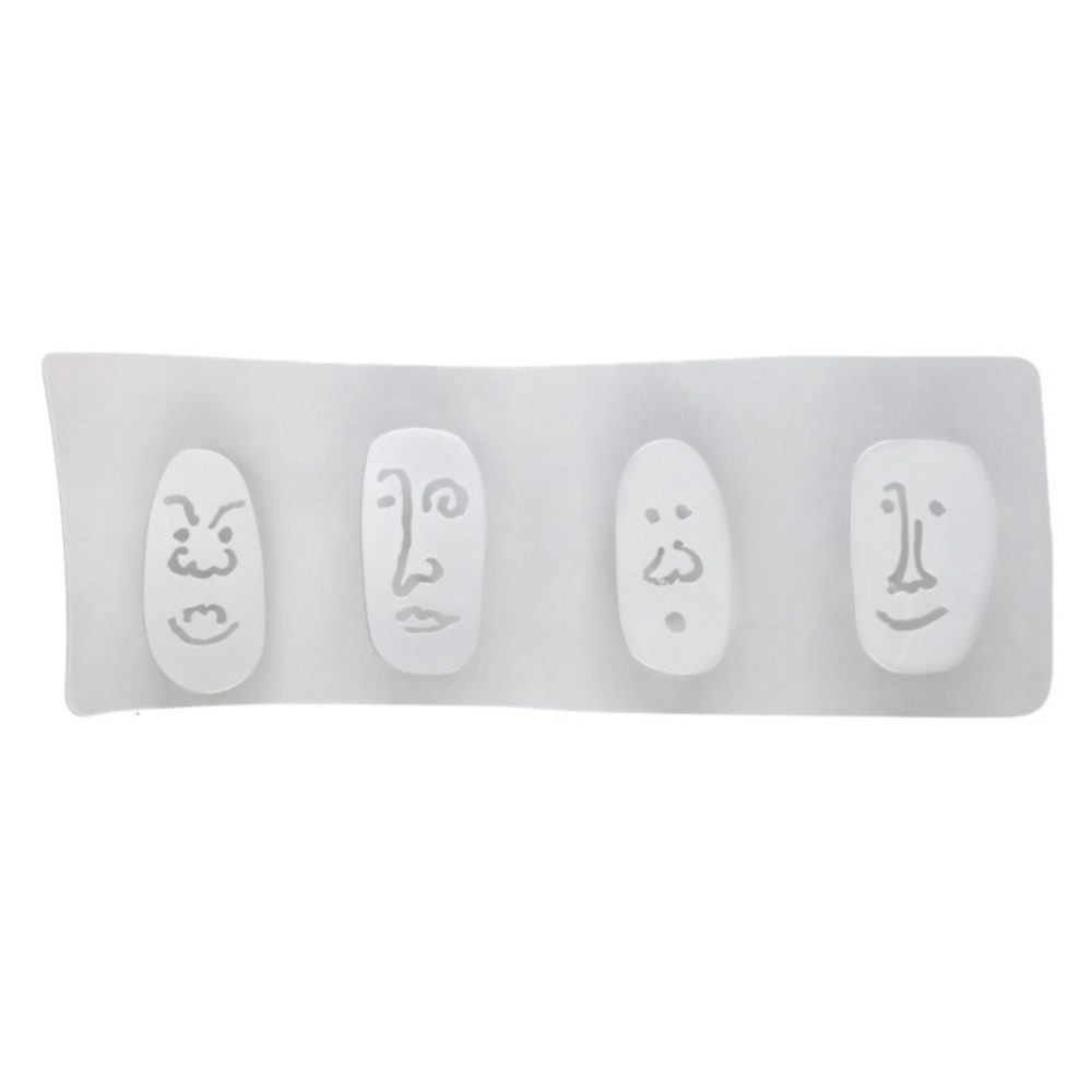 Silver Faces Coat Rack - 4 Peg