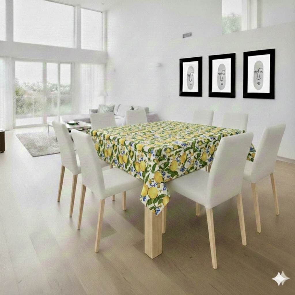 Tablecloth Square - Lemons With Blue