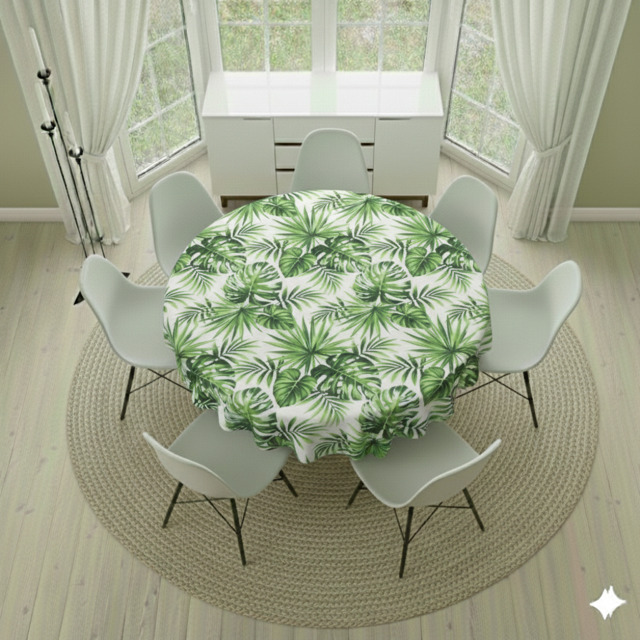 Round Tablecloth- Monstera