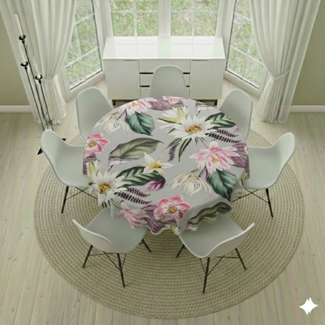Round Tablecloth - Petals On Stone