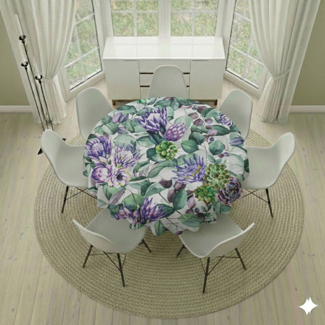 Round Tablecloth - Purple Protea