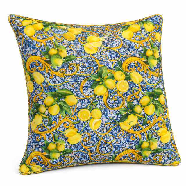 Scatter Cushion Cover - Lemons And Blue