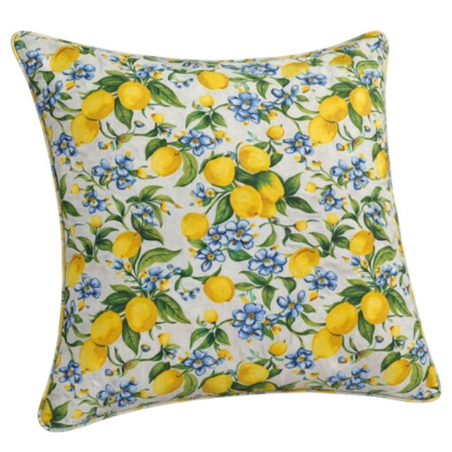 Scatter Cushion Cover - Lemons With Blue