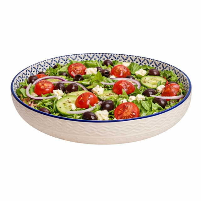 Serving Bowl 30cm - Blue Trellis - Image 2