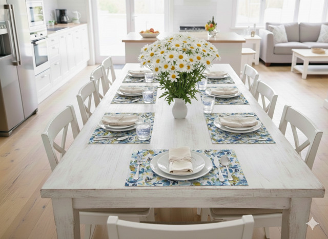 Placemat - Water Resistant - Blue Leaves - Image 4