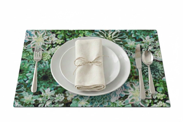 Placemat - Water Resistant - Green Succulent - Image 3