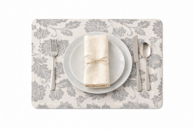 Placemat - Water Resistant - Grey Floral - Image 3
