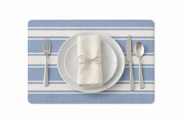 Placemat - Water Resistant - Thick Blue Stripe - Image 3