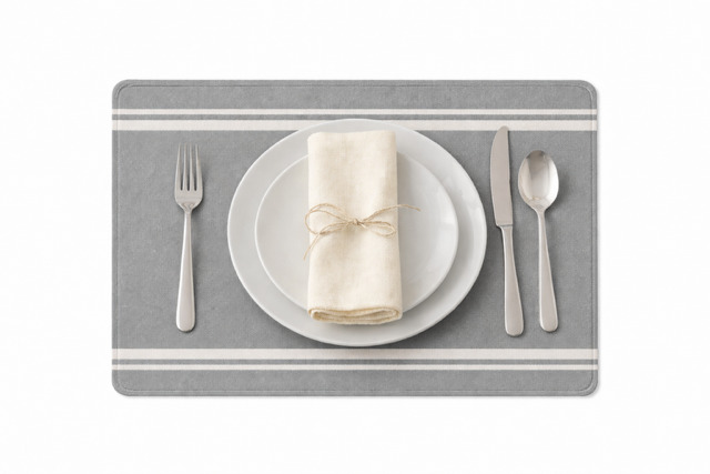 Placemat - Water Resistant - Thick Grey Stripe - Image 3