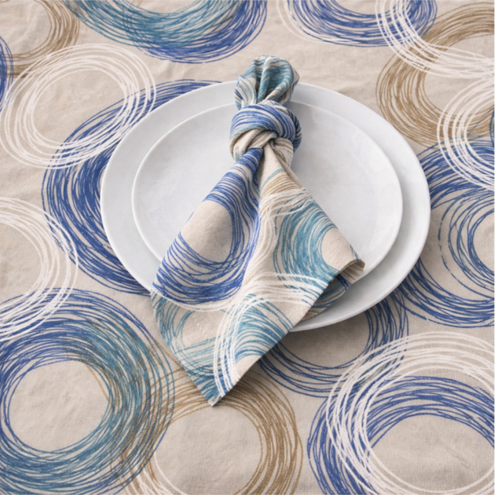 Serviette - Blue Swirls - Set Of 6