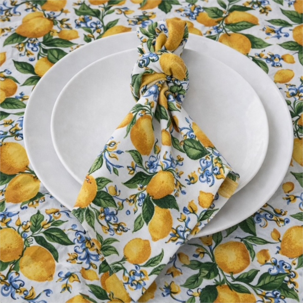 Serviette - Lemons With Blue - Set Of 6
