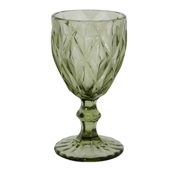 Pressed Glass Goblet - Green