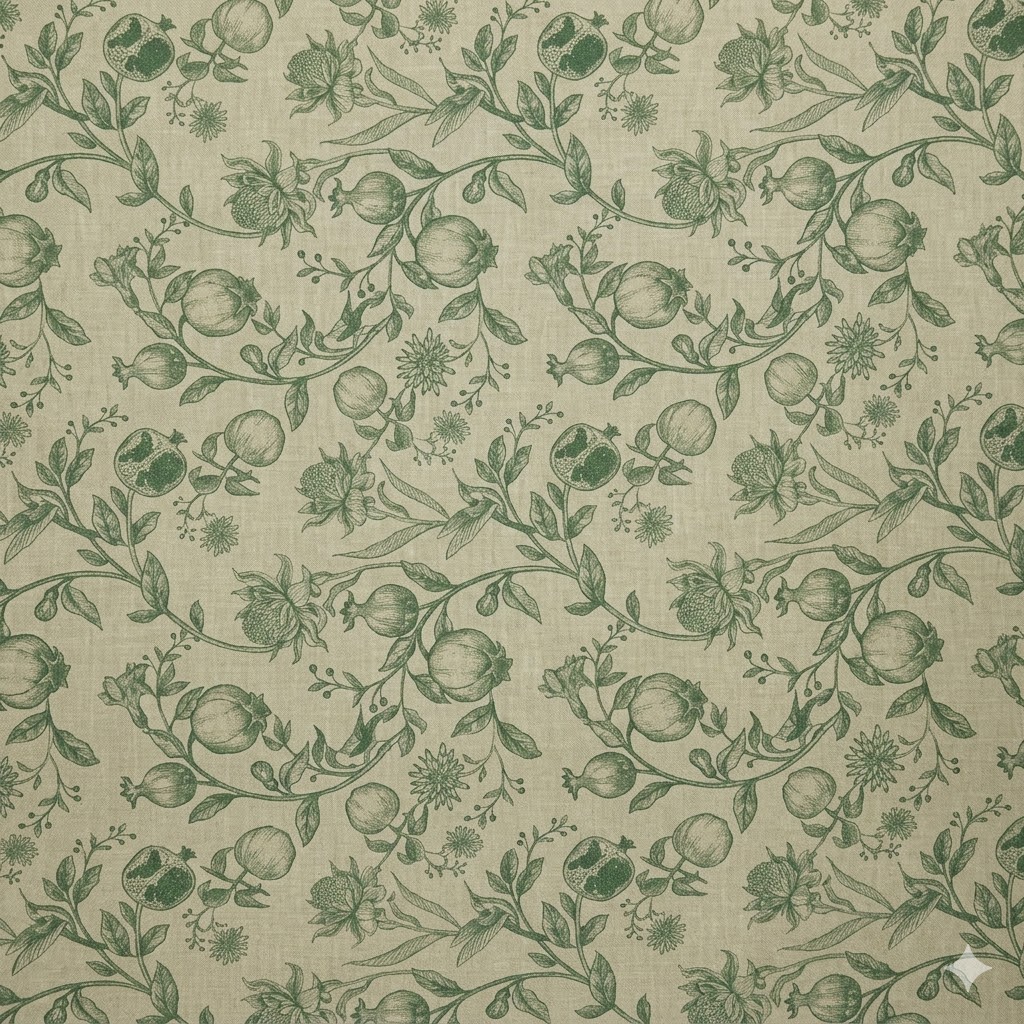 Linen Like Tablecloth - Pomegranate - Eucalyptus