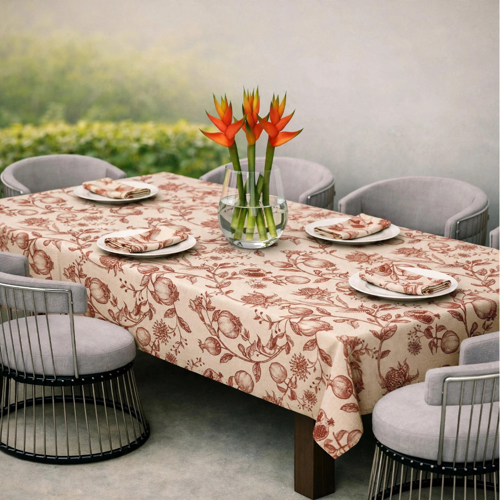 Linen Like Tablecloth - Pomegranate - Terracotta - Image 2