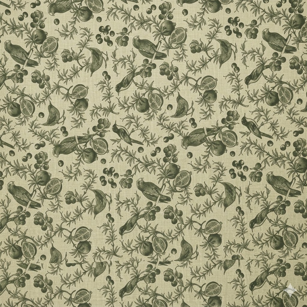 Round Linen Like Tablecloth - Avian - Khaki