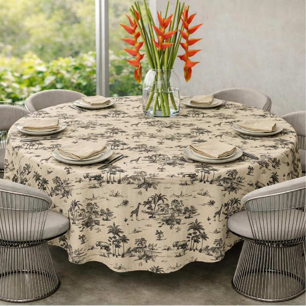 Round Linen Like Tablecloth Savannah - Slate - Image 2