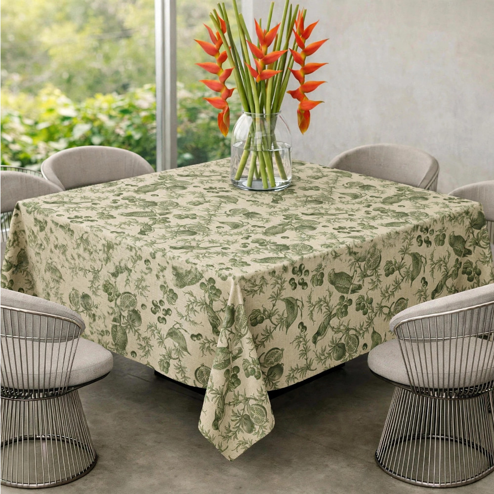 Square Linen Like Tablecloth - Avian - Khaki - Image 2
