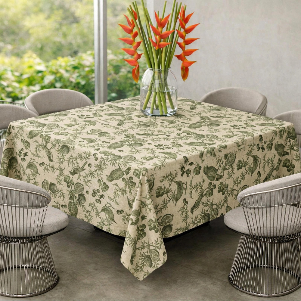 Square Linen Like Tablecloth - Avian - Moss - Image 2
