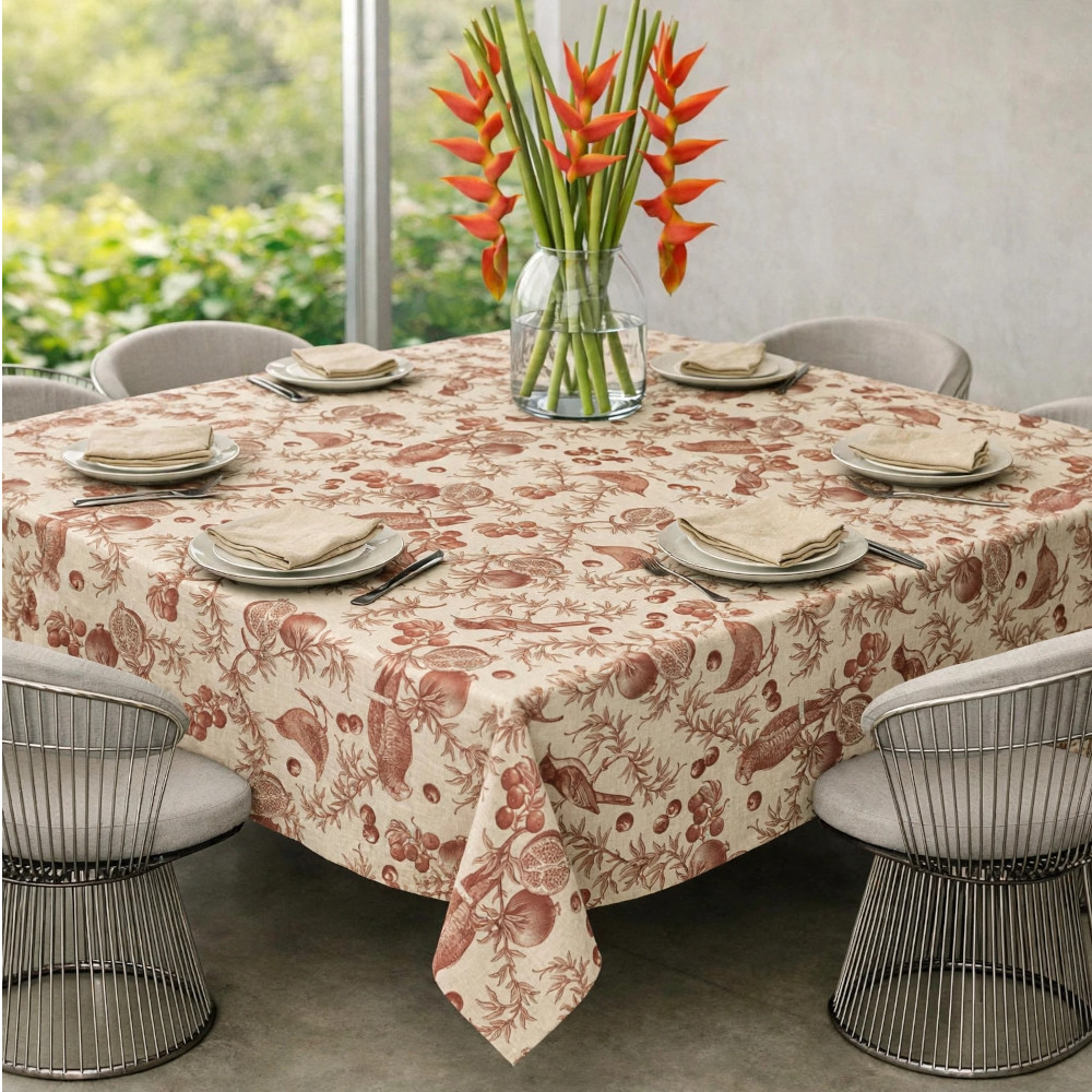 Square Linen Like Tablecloth - Avian - Sienna - Image 2