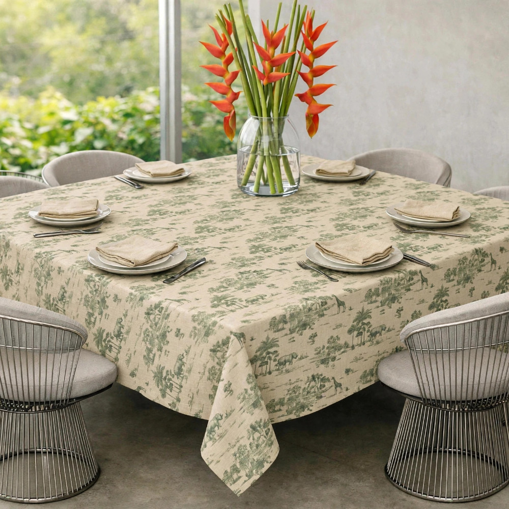 Square Linen Like Tablecloth - Savannah - Juniper - Image 2