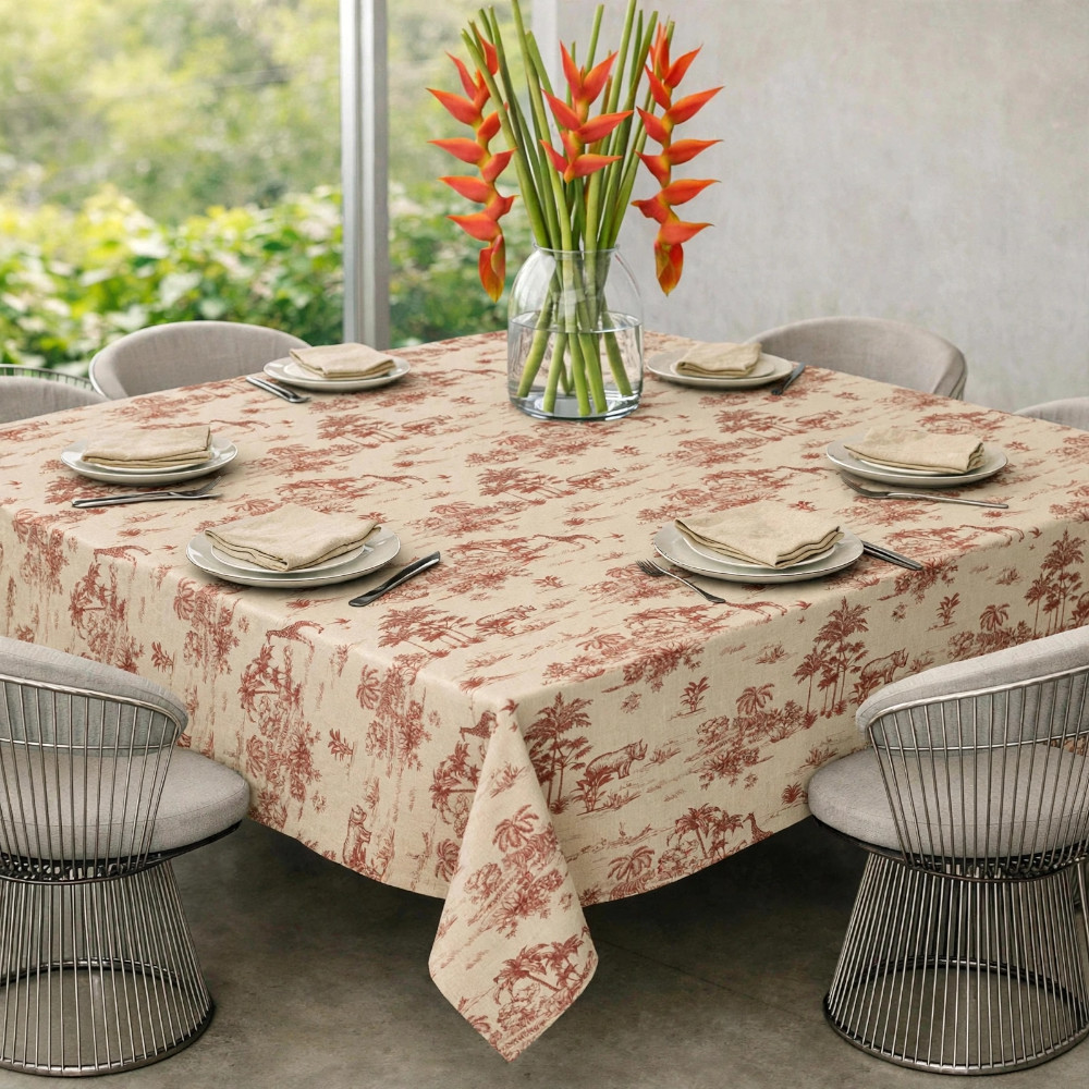 Square Linen Like Tablecloth - Savannah - Rust - Image 2