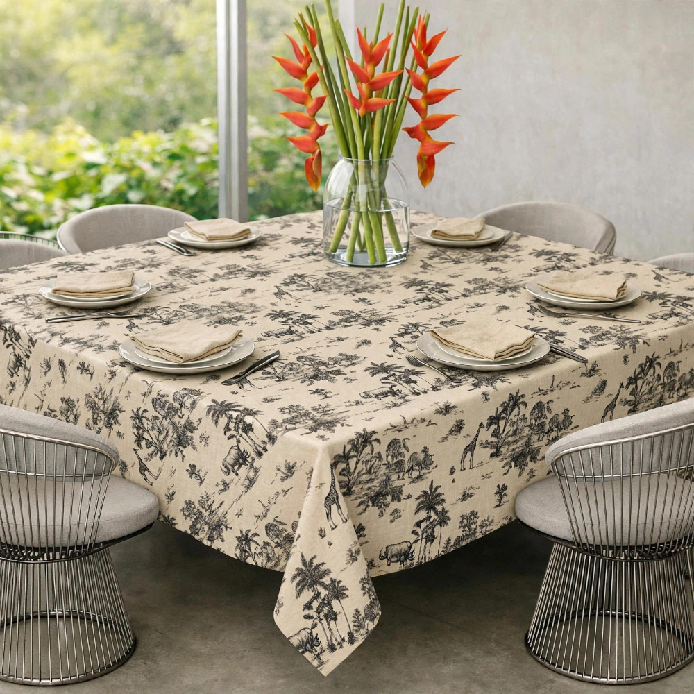 Square Linen Like Tablecloth - Savannah - Slate - Image 2