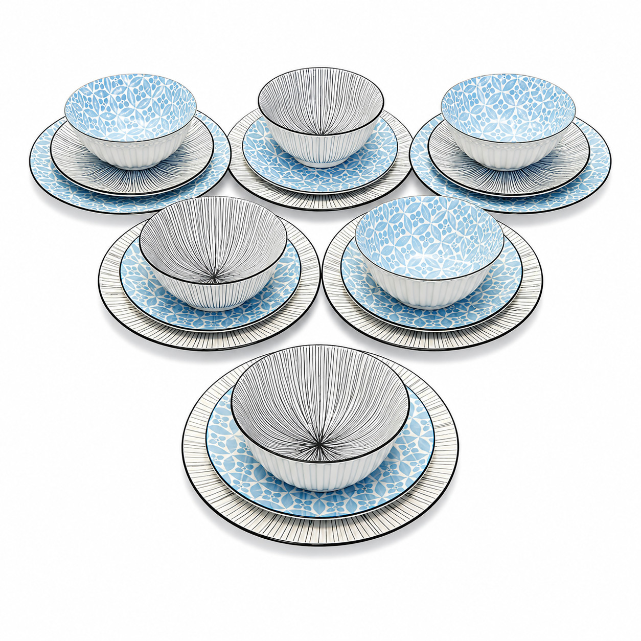 Dinner Set - Turquoise and Black