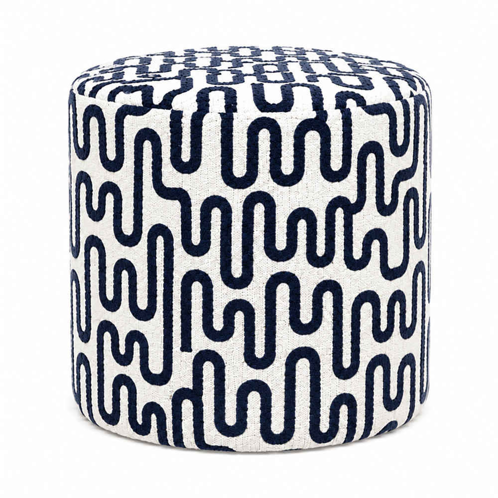 Round Ottoman Road Map - Midnight Blue