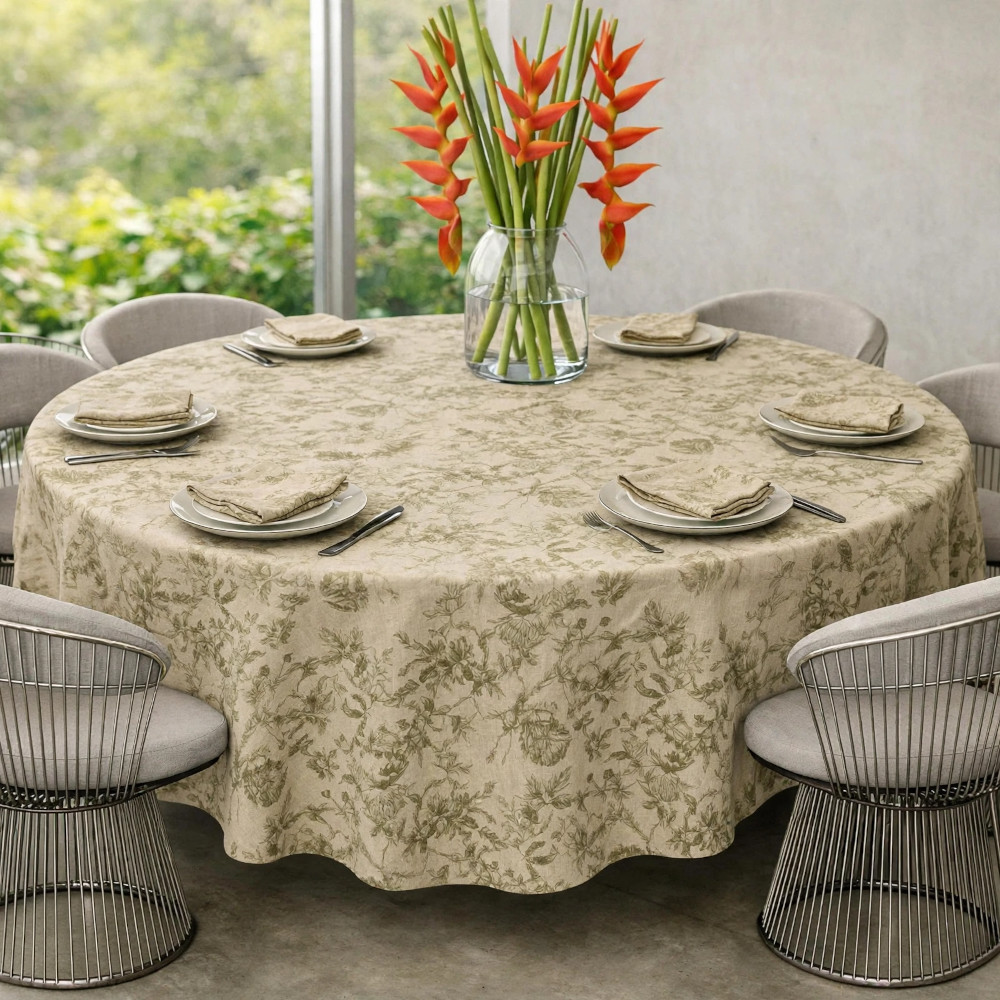 Round Linen Like Tablecloth Protea - Fynbos - Image 2