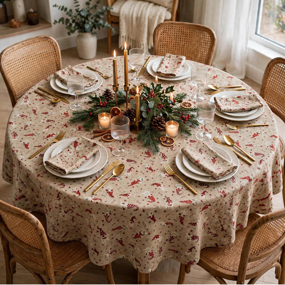 Round Xmas Tablecloth - Little Gnomes - Image 2