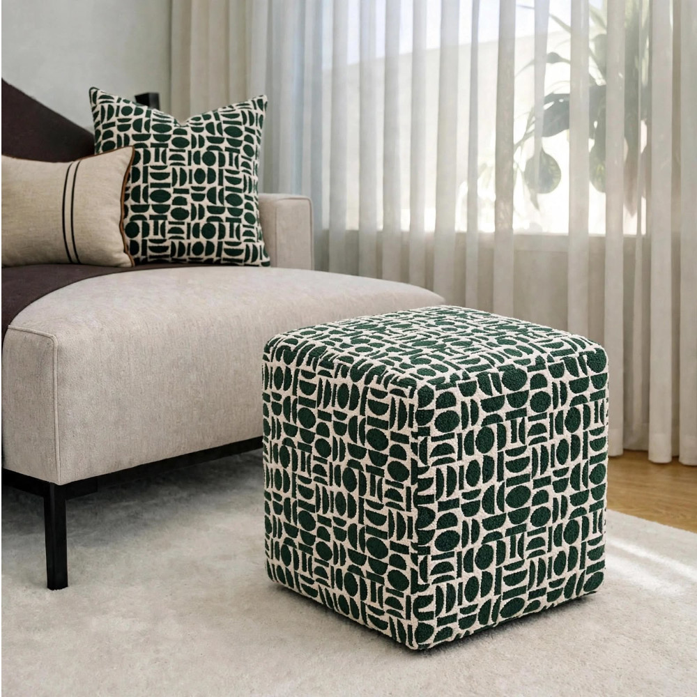 Square Ottoman Half Moon - Forest Green - Image 2