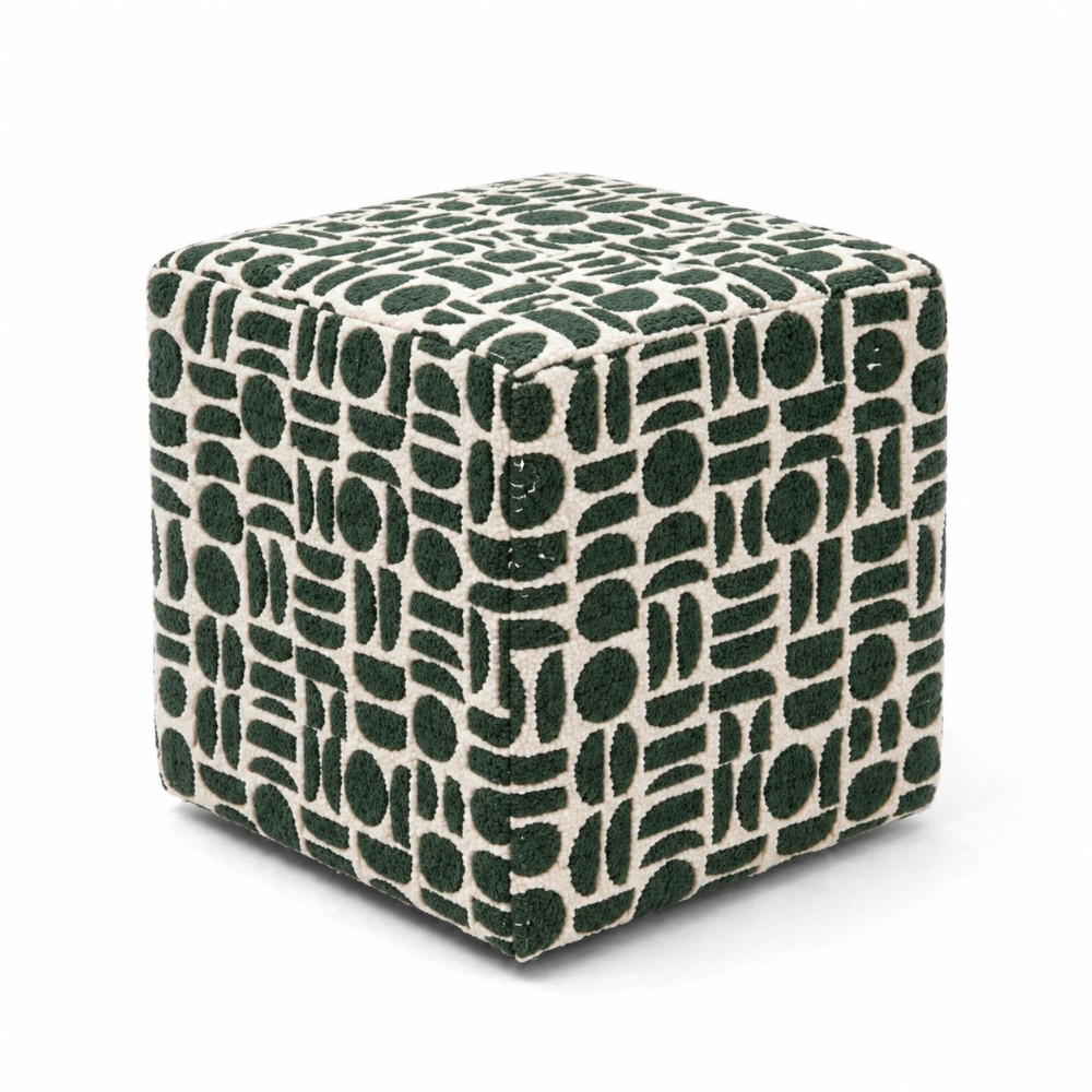 Square Ottoman Half Moon - Forest Green