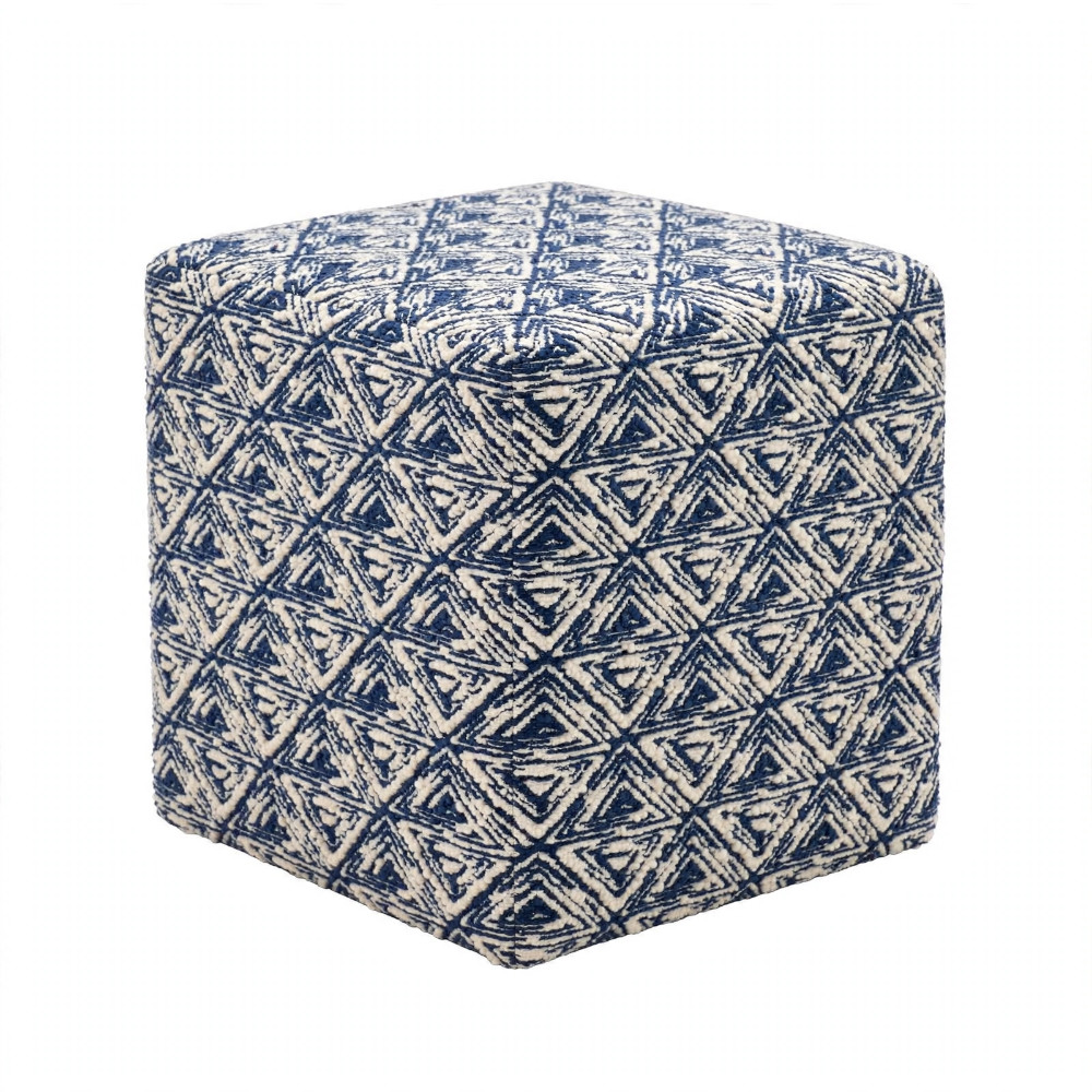 Square Ottoman Tribal Diamond - Indigo