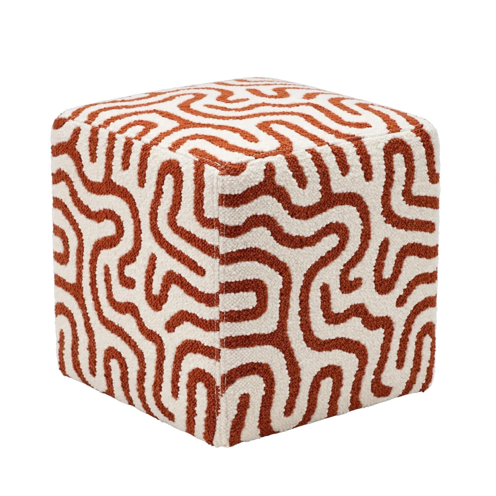 Square Ottoman Urban Maze - Paprika
