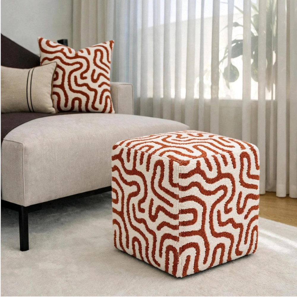 Square Ottoman Urban Maze - Paprika - Image 2