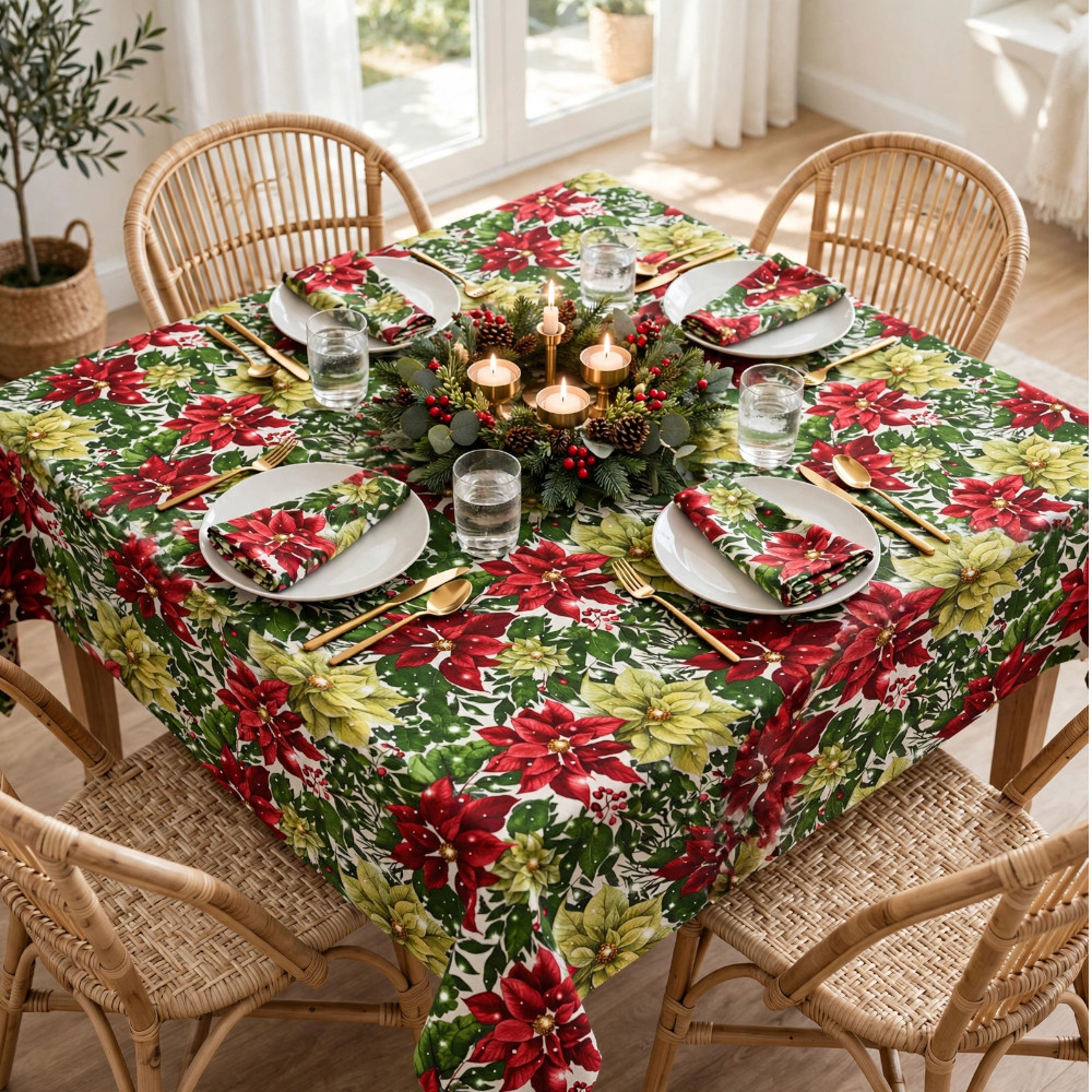 Square Tablecloth - Poinsettia Mix - Image 2