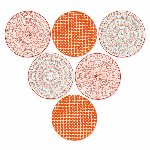 Dinner Plates Orange and Turquoise
