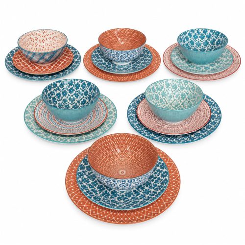 Dinner Set Orange And Turquoise