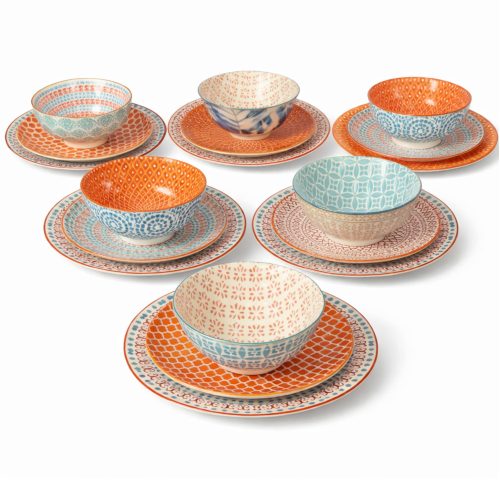 Dinner Set Orange And Turquoise