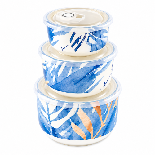 Dynamic Food Containers - Blue Leaf - Set of 3